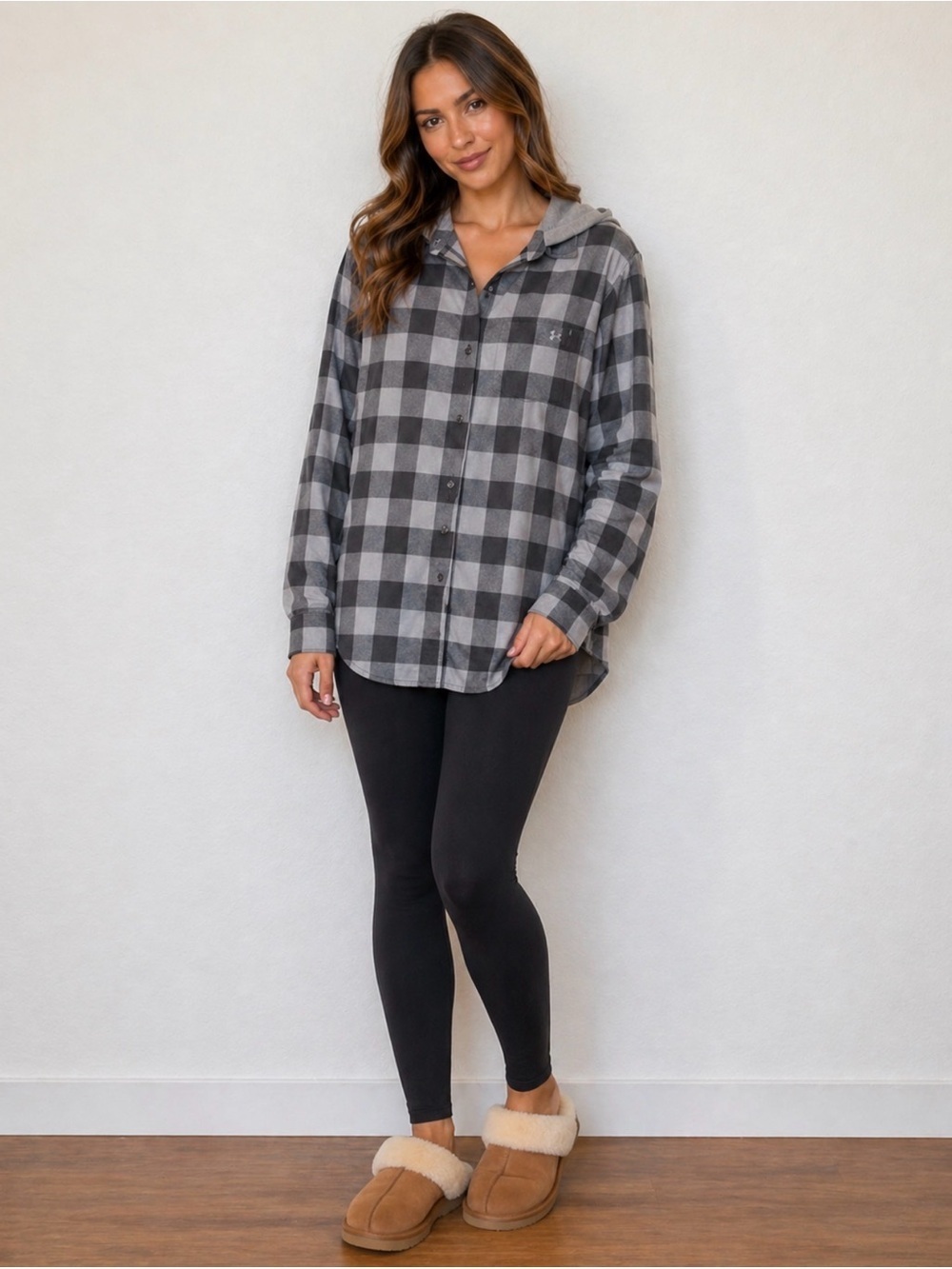 Under Armour Gray Checkered Women's Button Down Shirt
